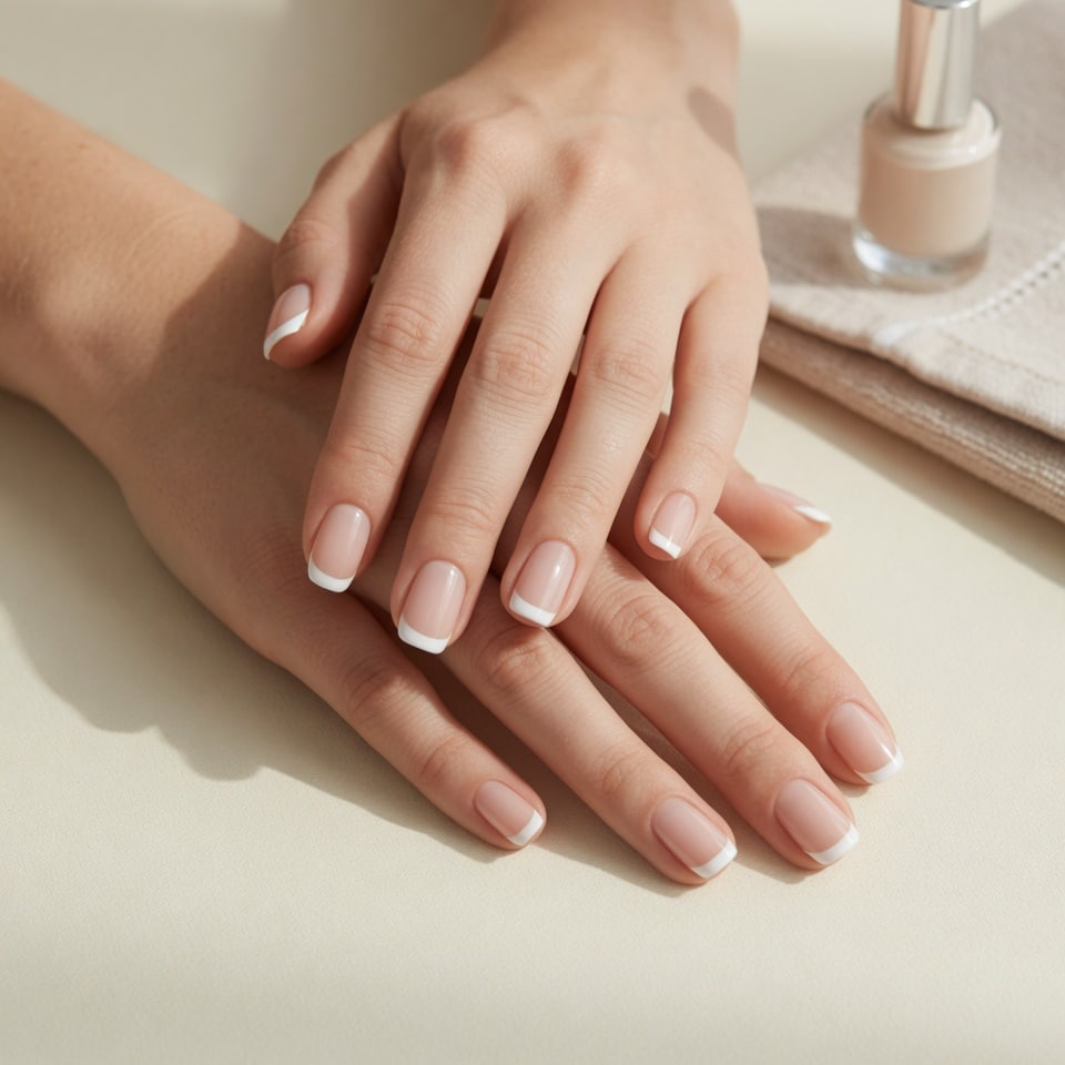 Classic French nail ideas on elegant hands