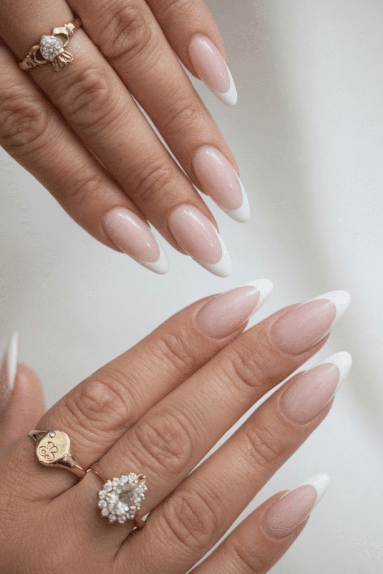 french tip nails almond