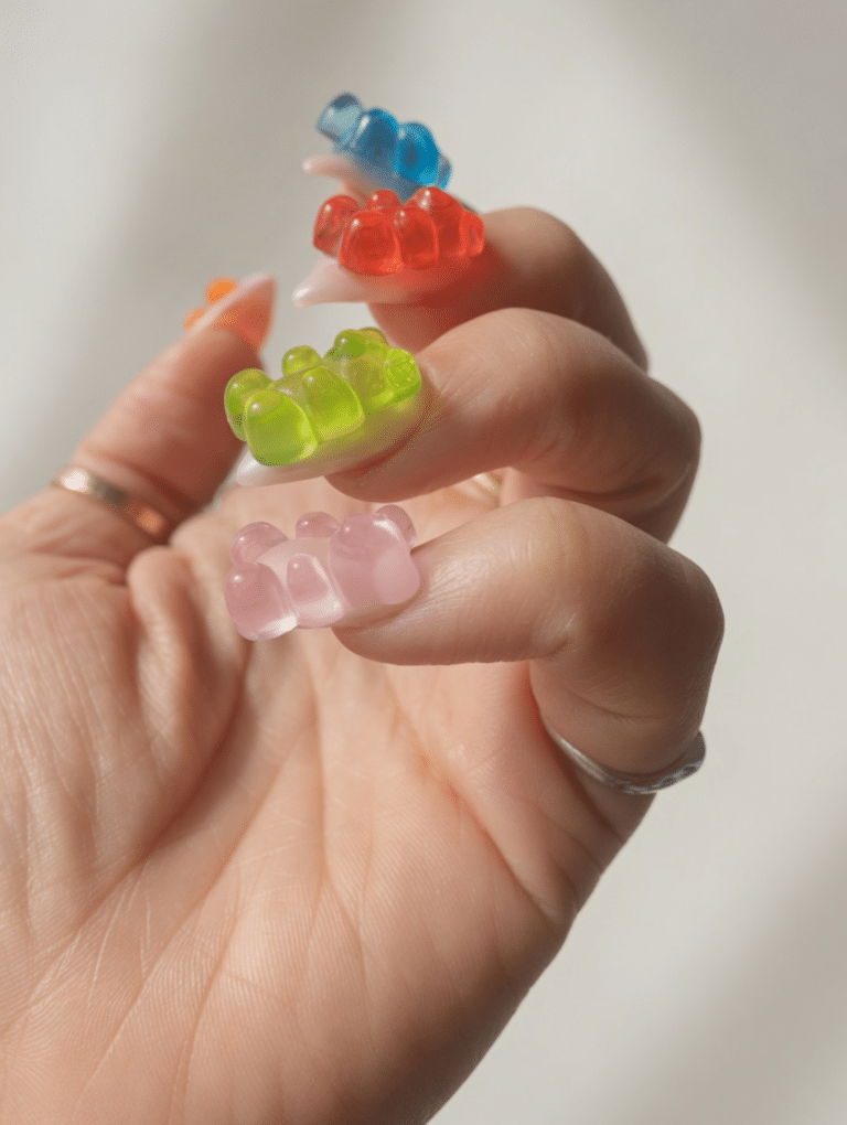 Trendy Nails With Gummy Bear 3D Nail Art