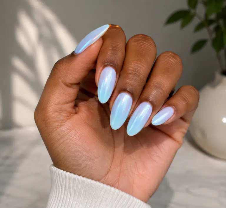 Summer Nail Ideas: 15 Looks for Every Summer Mood 16 Blue summer nails with a glossy light blue finish on almond nails