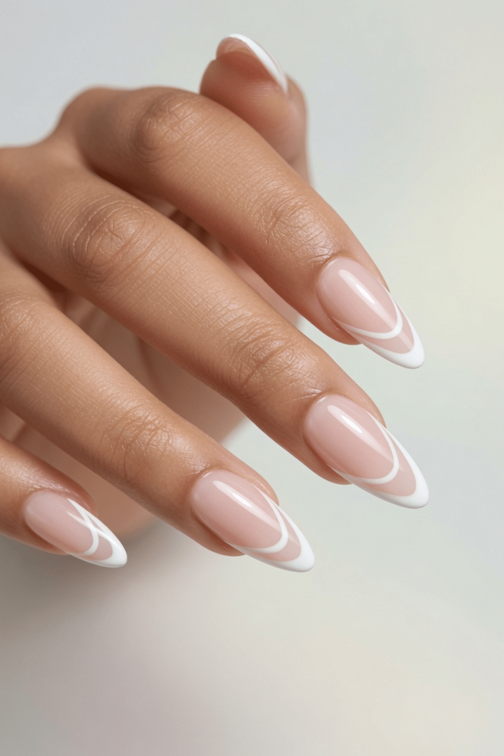 french tip nails almond