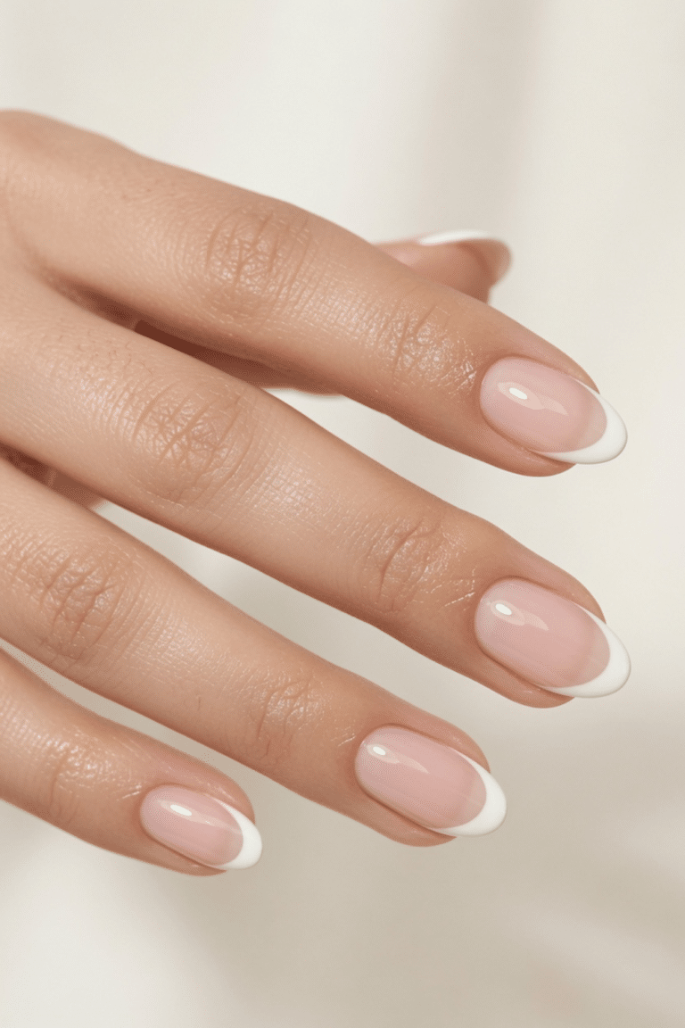 french tip nails almond