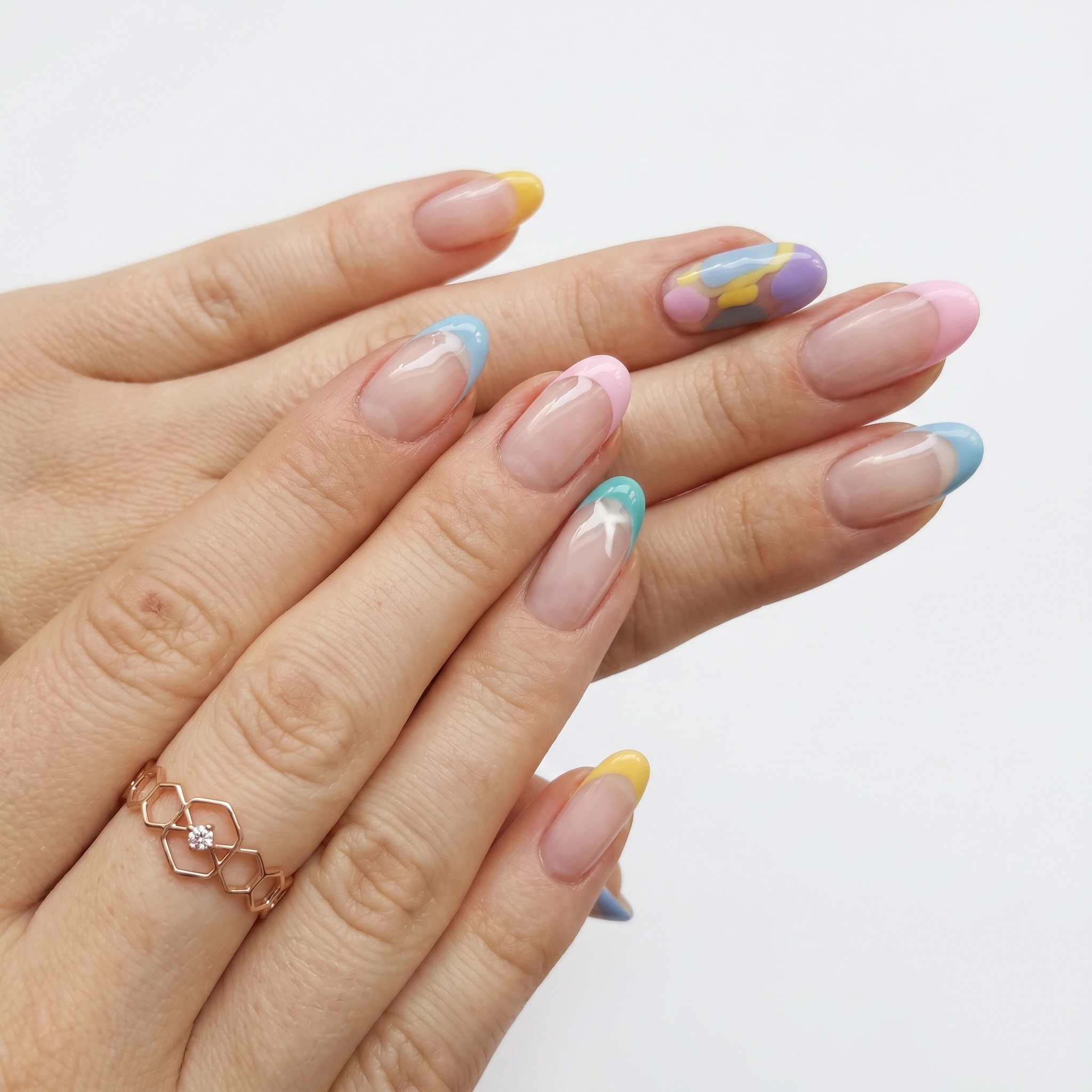 Simple French Summer Nails with hot pink tips and a glossy nude base