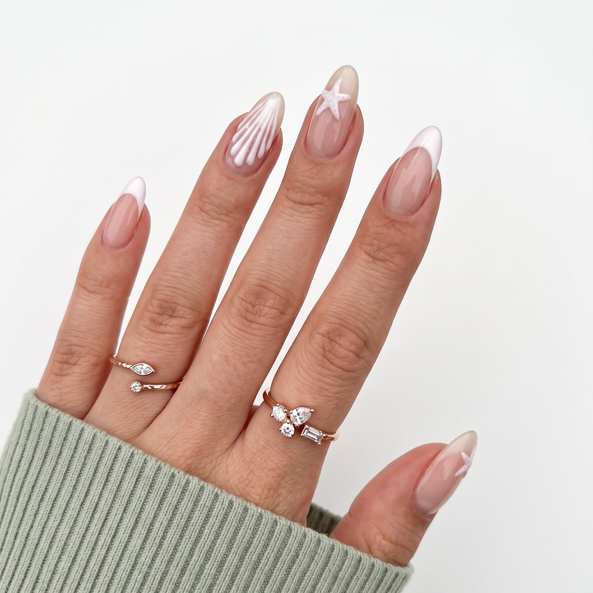 Pale blue and yellow summer nails with lemon-inspired accent art