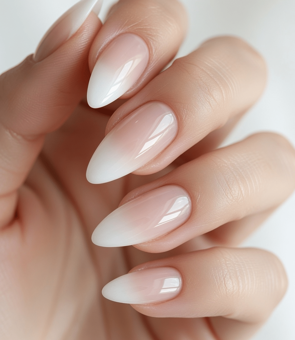 Soft milky nude ombre manicure