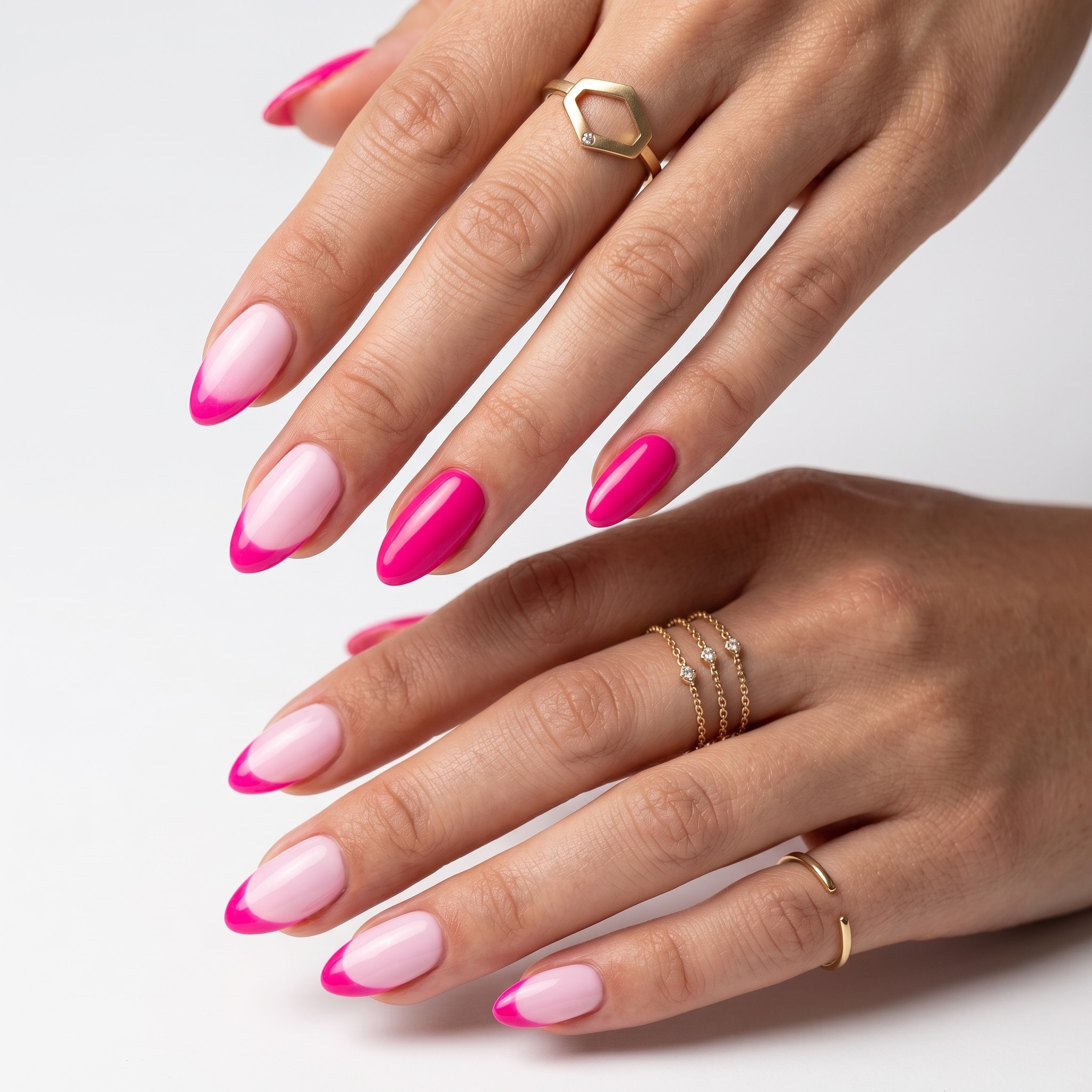 Short nails with pastel blue, yellow, lilac, and pink French tips