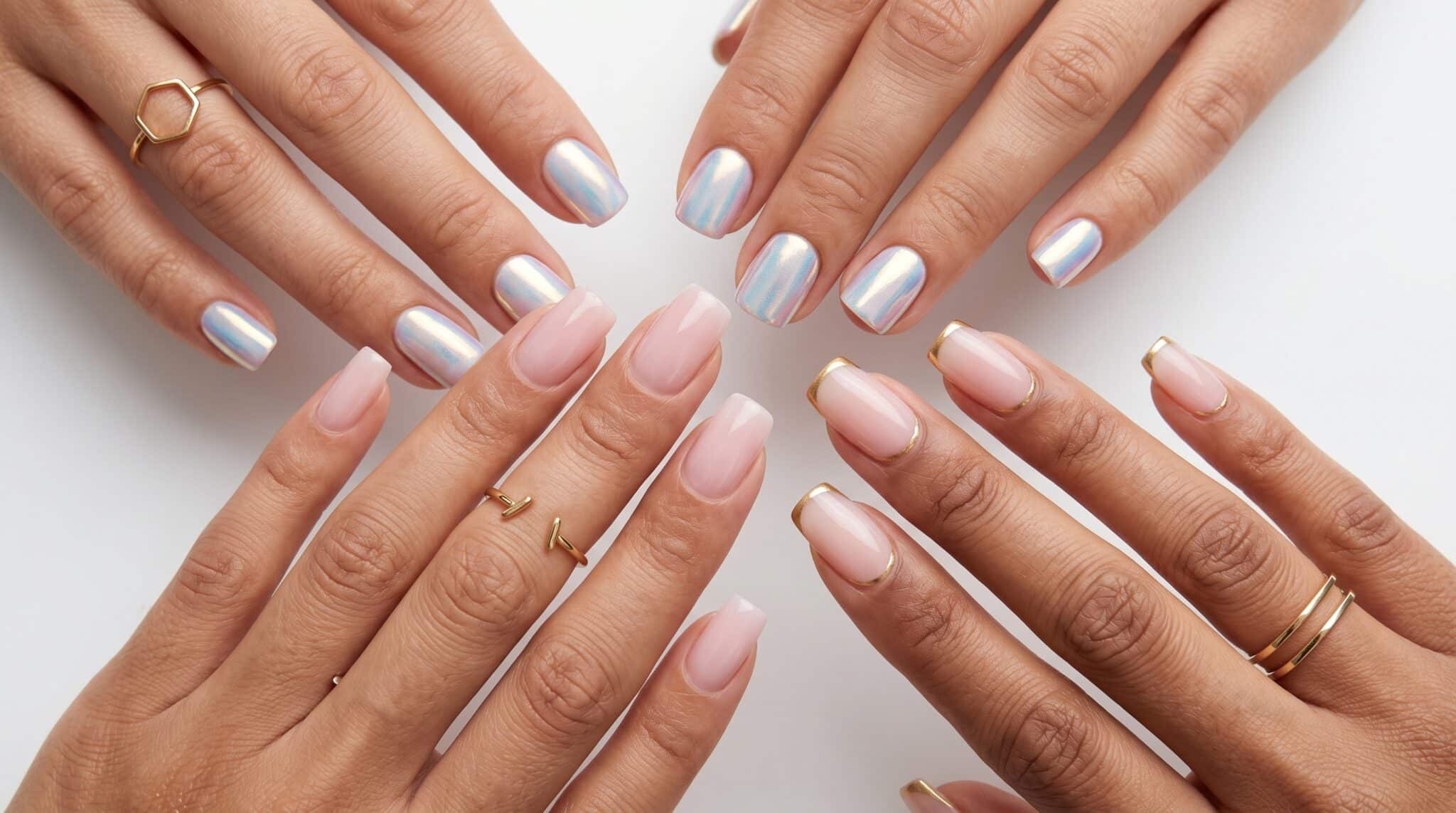 Short natural nails with delicate white micro French tips