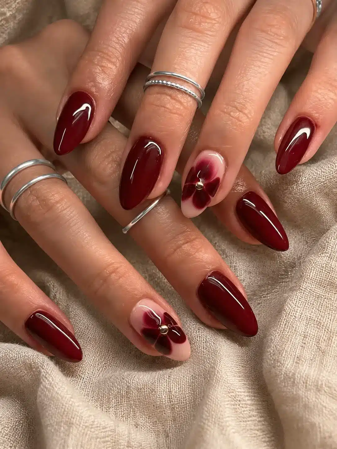 12 Simple Summer Nail Inspo Ideas to Try This Season 8 Glossy burgundy jelly nails for summer