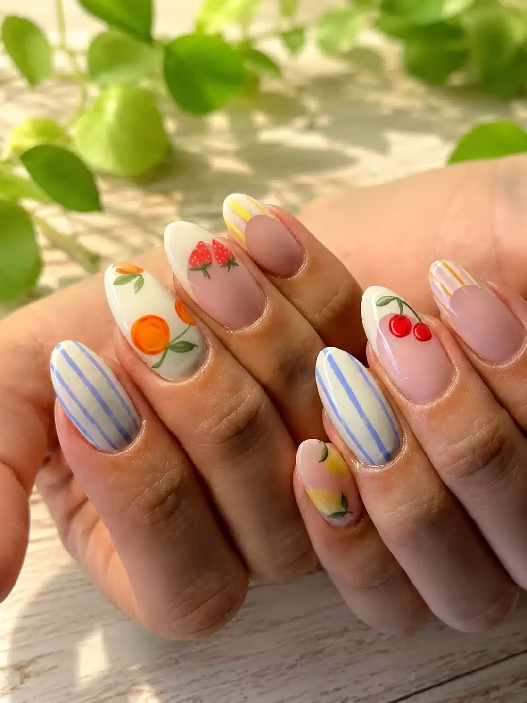 12 Simple Summer Nail Inspo Ideas to Try This Season 10 Tiny fruit nail art for summer