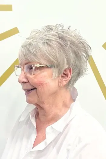 34 Elegant Short Hairstyles for Women Over 70 with Fine Hair 34 Short Hairstyles for Women Over 70 With Fine Hair - Tousled Pixie With Bangs Hairstyle
