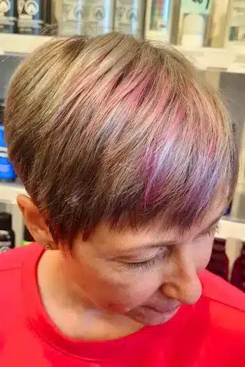 Light Brown Pixie With Pastel Streaks