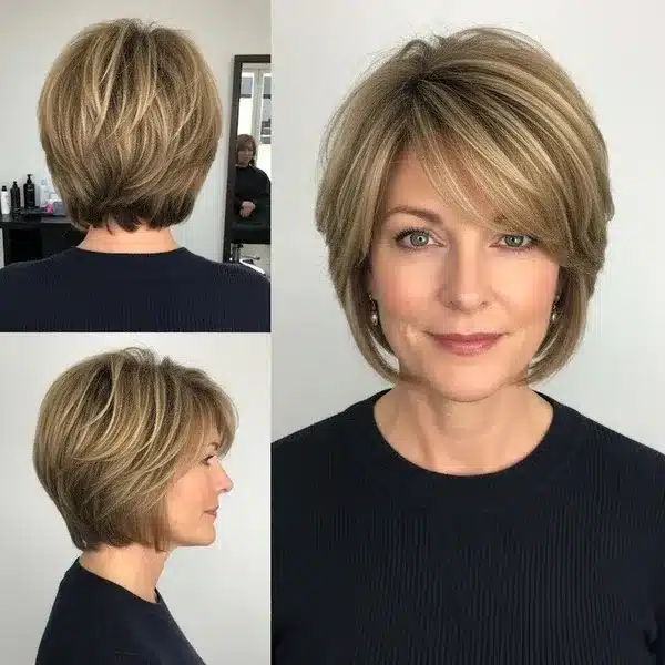 31+ Hairstyles For Women Over 50 With Fine Hair That Make Every Strand Matter 21 Hairstyles For Women Over 50 With Fine Hair - Layered Short Bob With Side Bangs