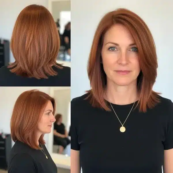 31+ Hairstyles For Women Over 50 With Fine Hair That Make Every Strand Matter 15 Hairstyles For Women Over 50 With Fine Hair - Straight Copper Lob