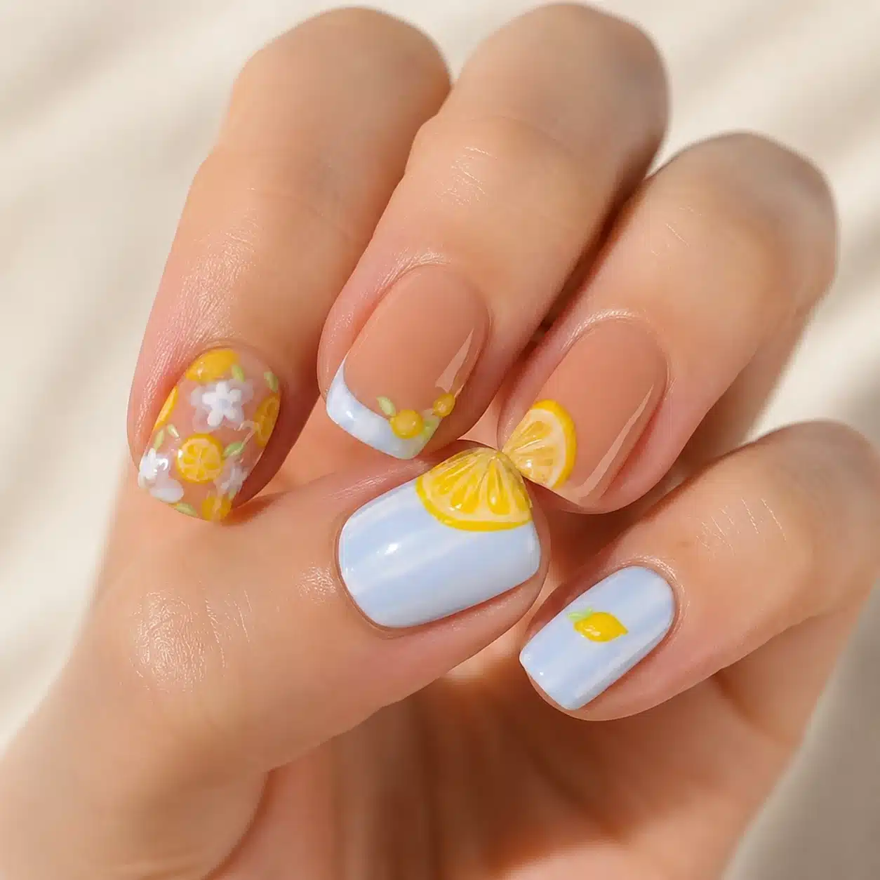 Easy citrus summer nail design