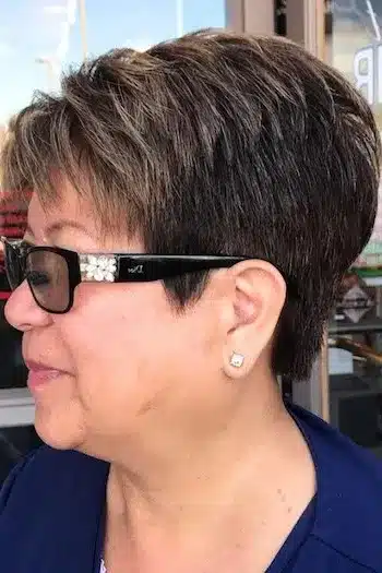 Textured Dark Brown Pixie With Fine Highlights