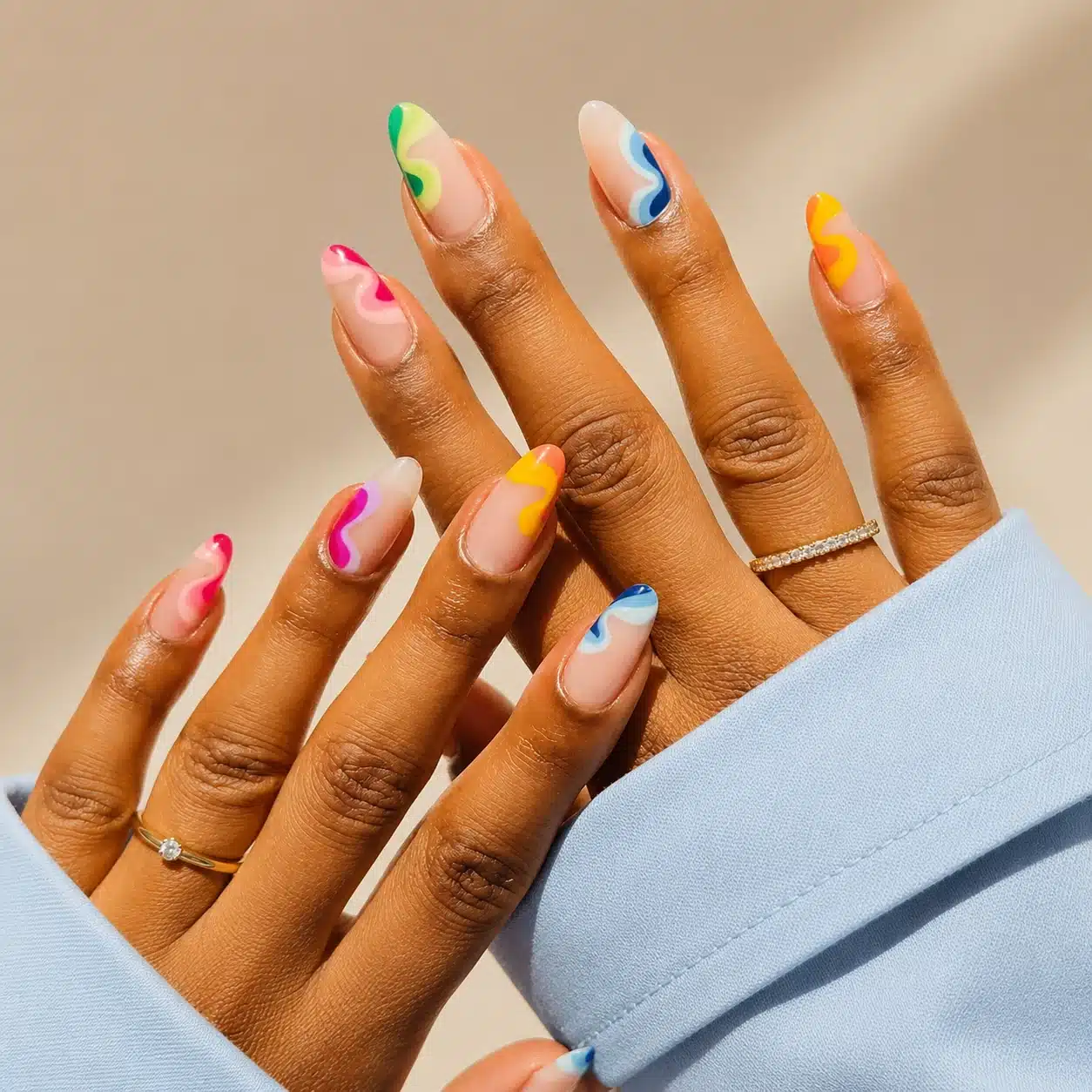 Colorful swirl nails for a summer birthday