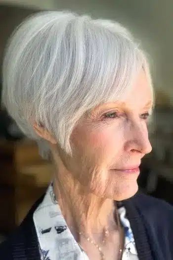 34 Elegant Short Hairstyles for Women Over 70 with Fine Hair 24 Short Hairstyles for Women Over 70 With Fine Hair - Long Pixie With Side Bangs Hairstyle