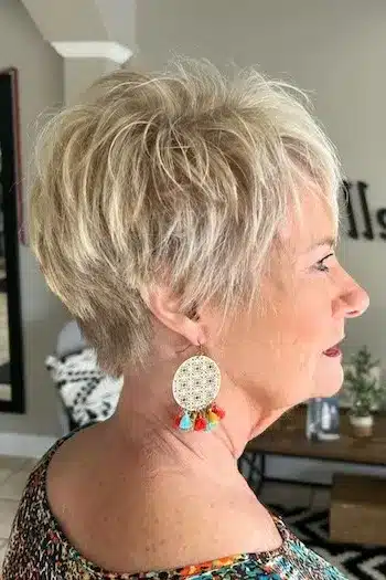 Long Blonde Pixie With Light Layering