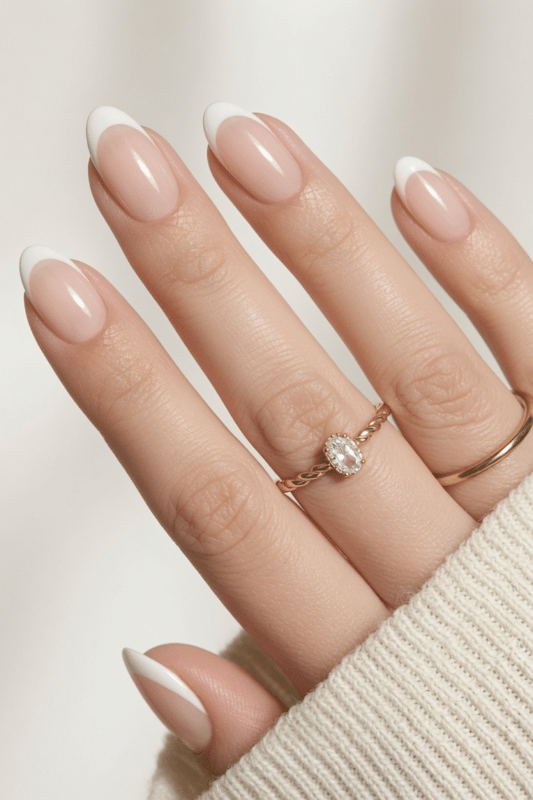 french tip nails almond