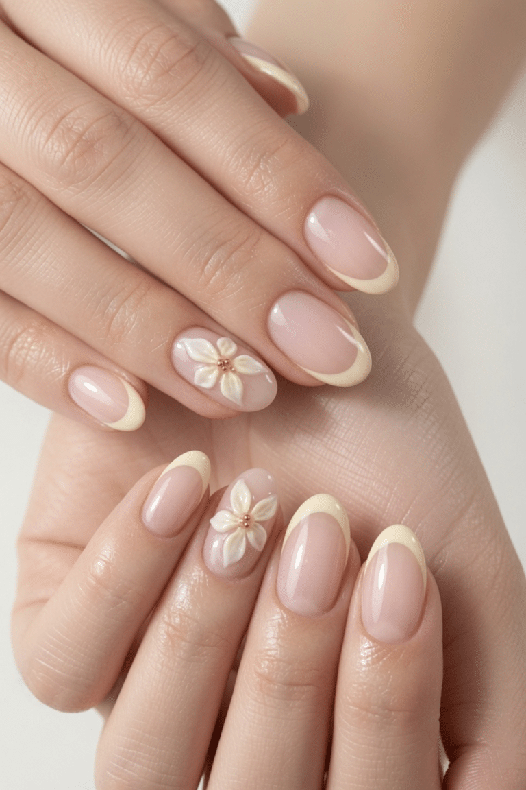 french tip nails with design