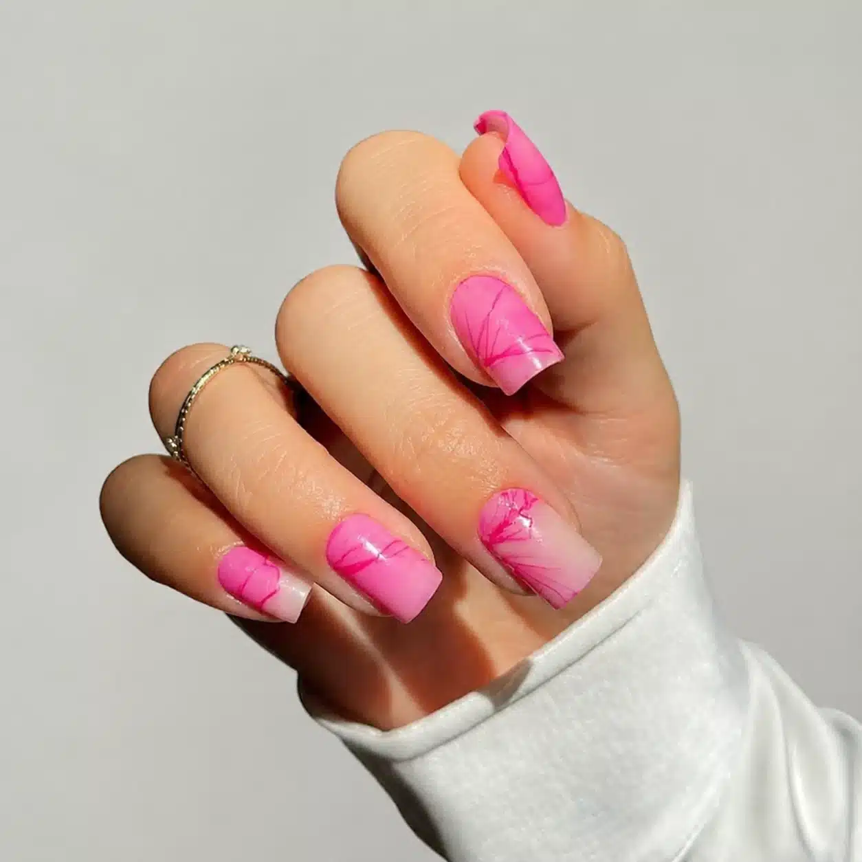 Hot pink square summer nails