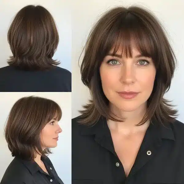 31+ Hairstyles For Women Over 50 With Fine Hair That Make Every Strand Matter 3 Hairstyles For Women Over 50 With Fine Hair - Lob With Bangs And Face-Framing Layers