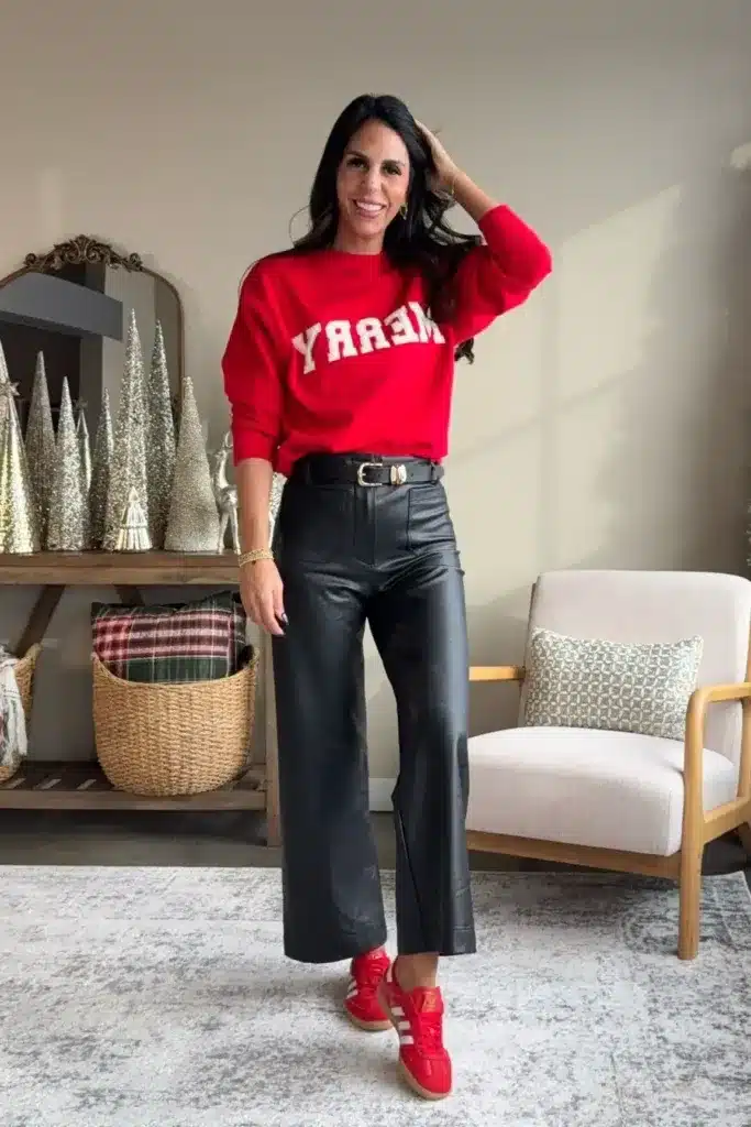 Merry Sweatshirt and Red Sambas
