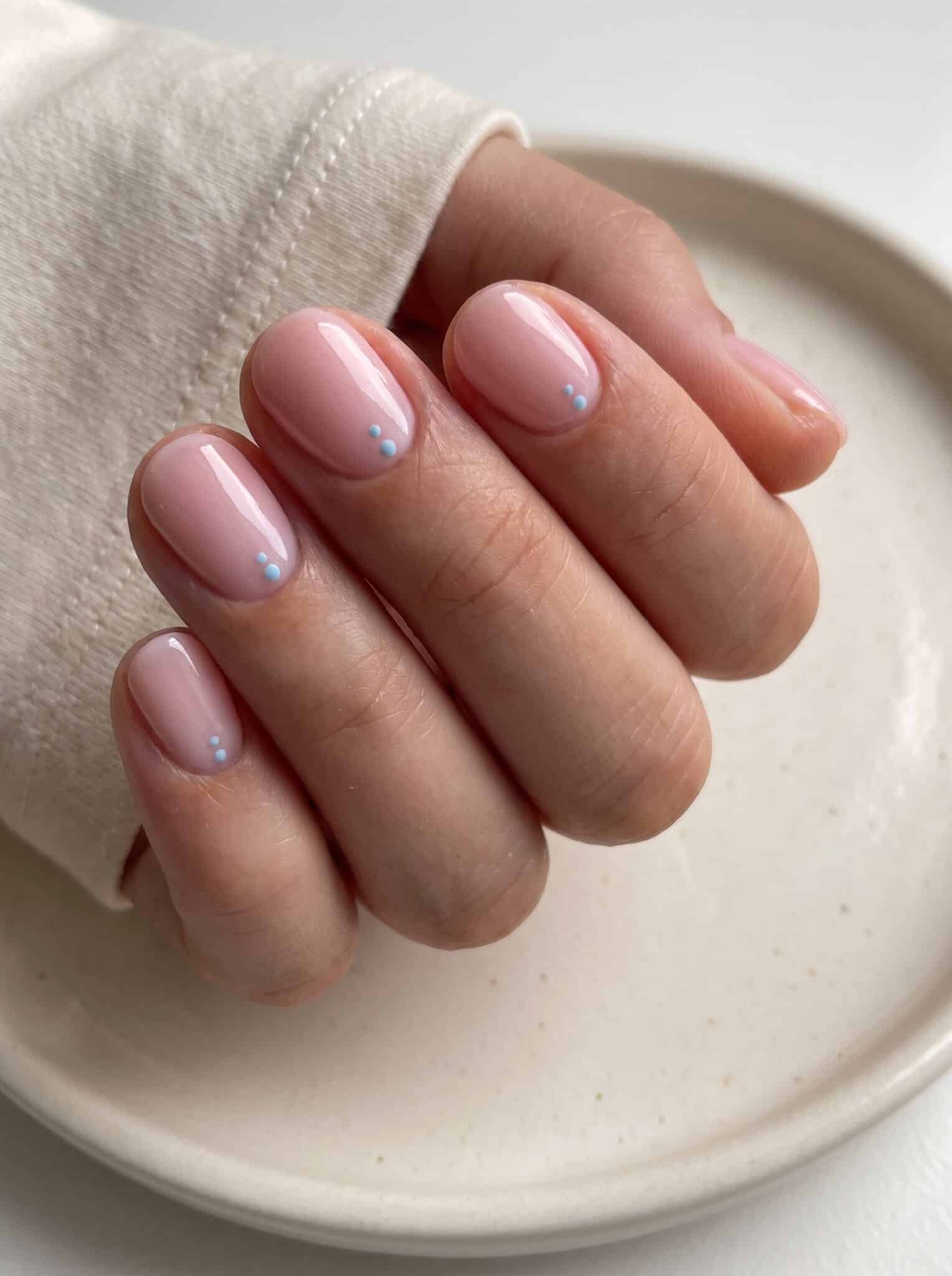 ballerina pink glaze nails with glossy neutral chrome summer finish