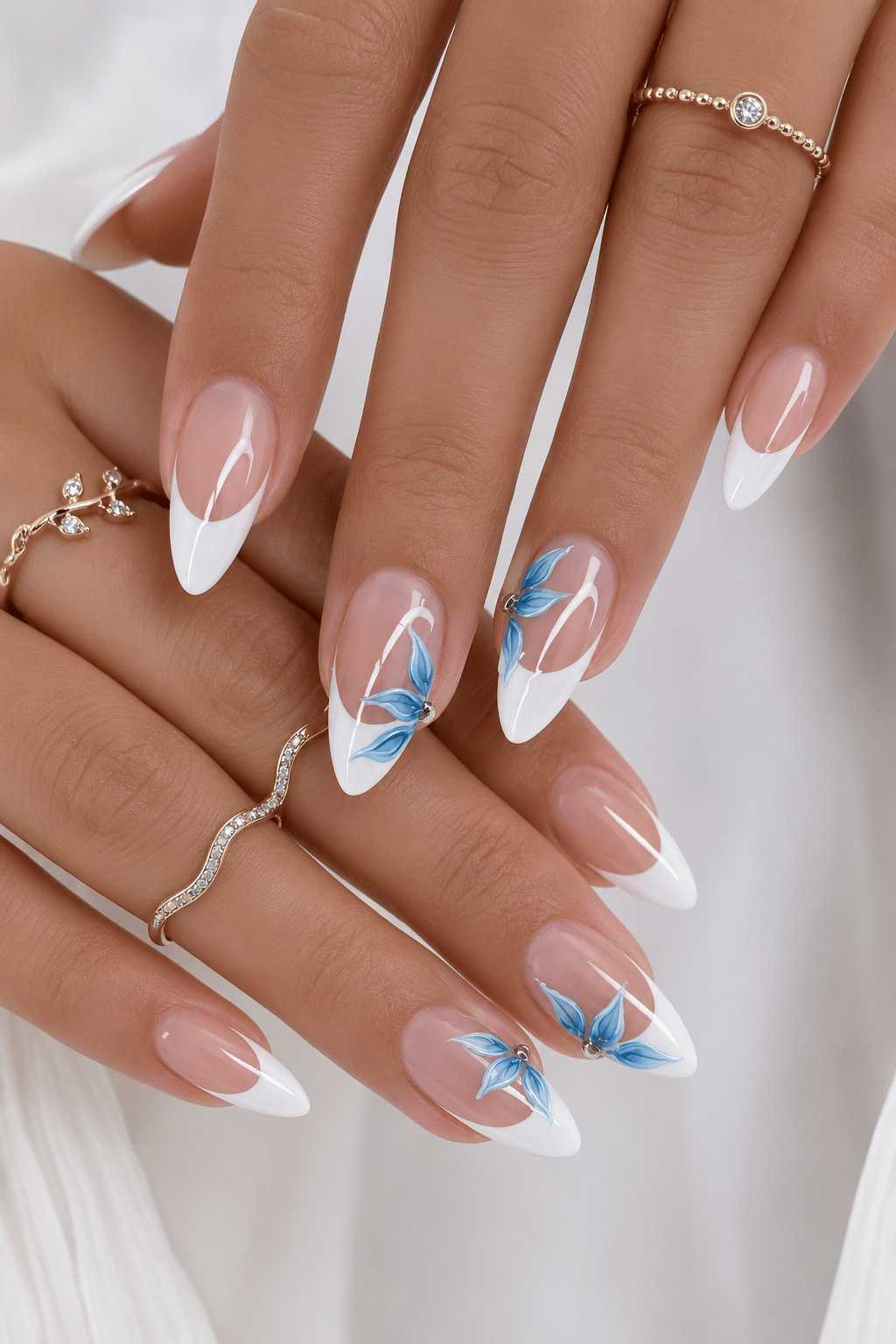 Blue wave French summer nails 2026 with elegant ocean-inspired tips