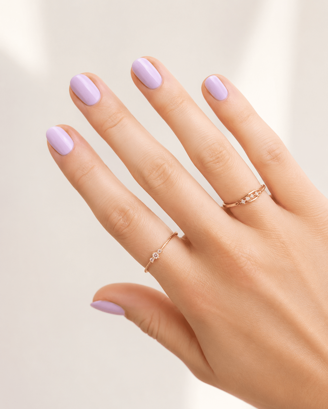 Lavender pink summer nails with a soft pastel glossy finish