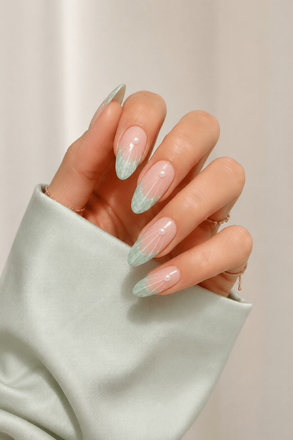Mermaid mint summer acrylic nails 2026 with glossy ocean-inspired manicure