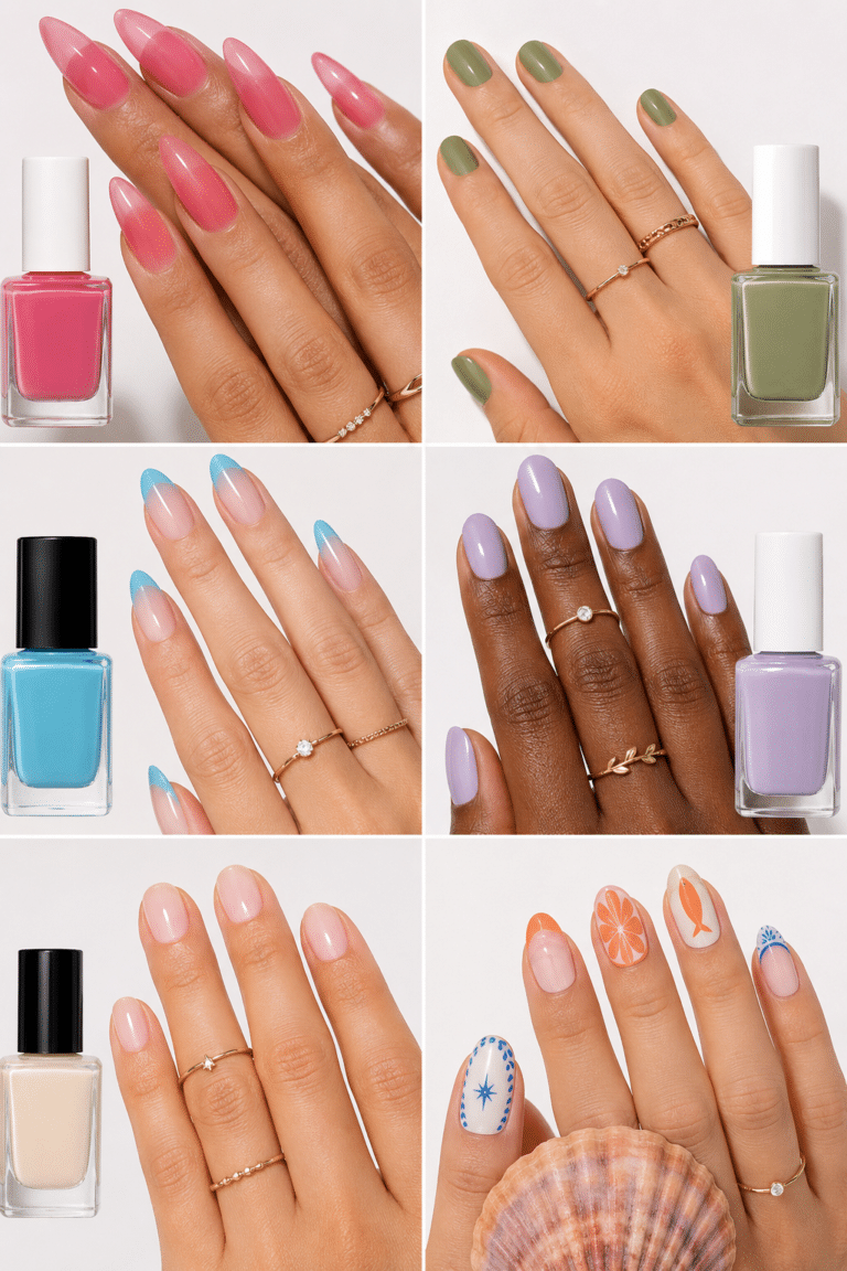 Short summer nails 2026 trend mix with colorful glossy manicure ideas