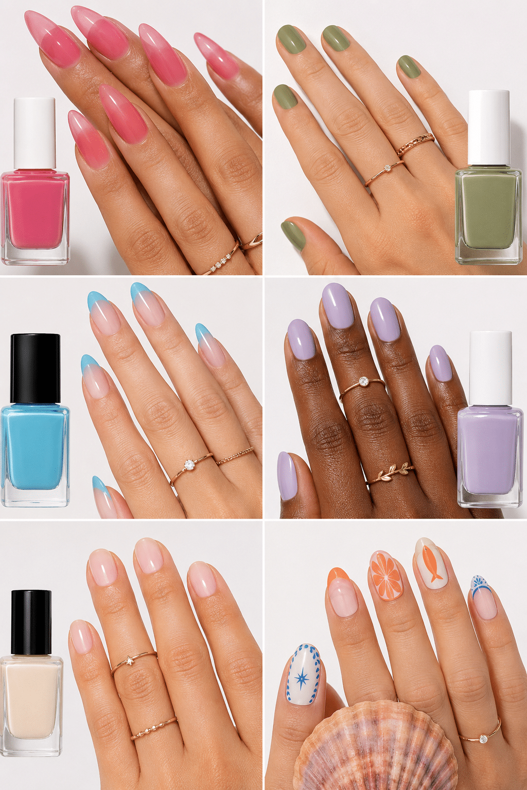 Short summer nails 2026 trend mix with colorful glossy manicure ideas