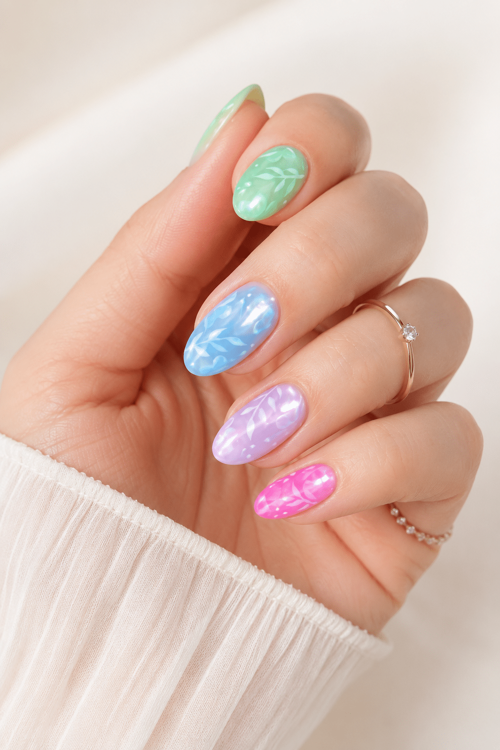Sorbet bright summer nails with pastel and neon glossy shades
