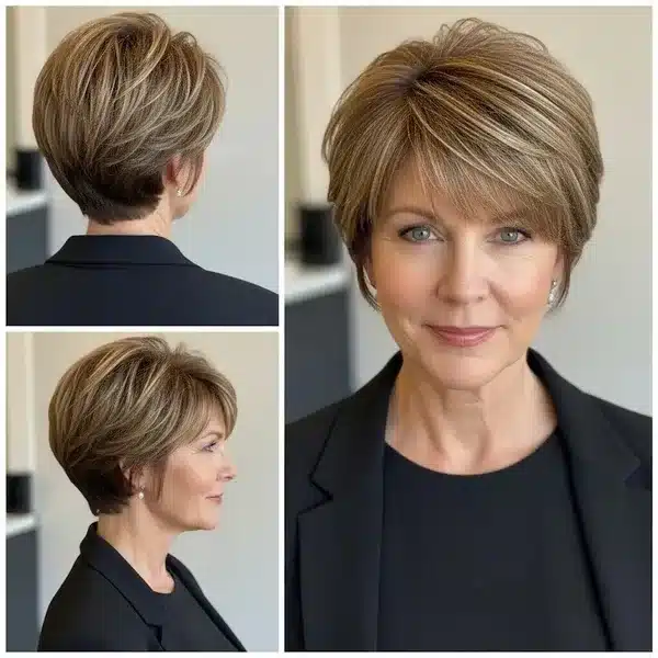 31+ Hairstyles For Women Over 50 With Fine Hair That Make Every Strand Matter 26 Hairstyles For Women Over 50 With Fine Hair - Volumized Pixie With Bangs And Flipped Ends