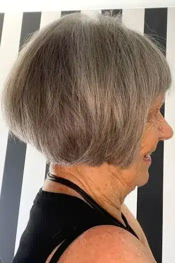 34 Elegant Short Hairstyles for Women Over 70 with Fine Hair 6 Short Hairstyles for Women Over 70 With Fine Hair - Short Rounded Bob With Bangs Hairstyle