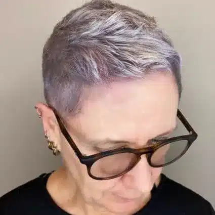 Close Silver Buzz Pixie With Faded Sides