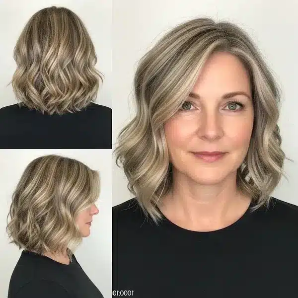 31+ Hairstyles For Women Over 50 With Fine Hair That Make Every Strand Matter 17 Hairstyles For Women Over 50 With Fine Hair - Wavy Lob With Blended Highlights