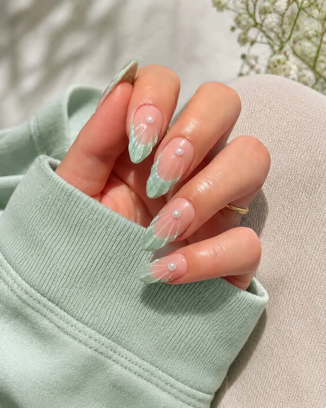Mint mermaid summer birthday nails