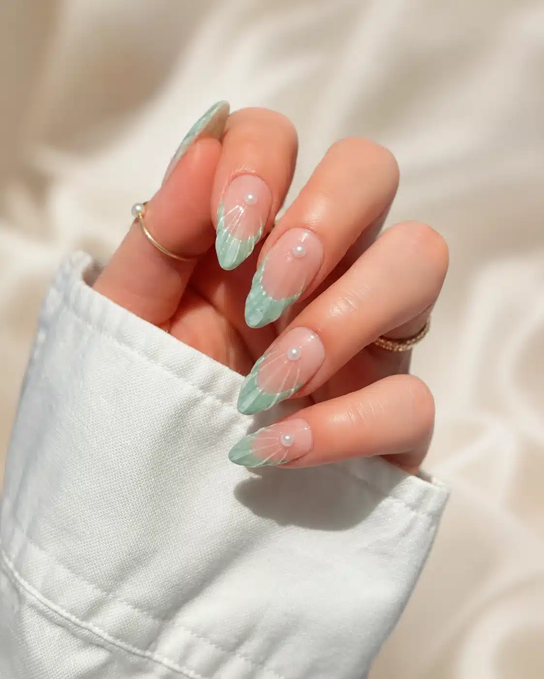 Summer Nail Inspo French Tip: 12 Bright Ideas for 2026 11 Mint floral summer French tip nails