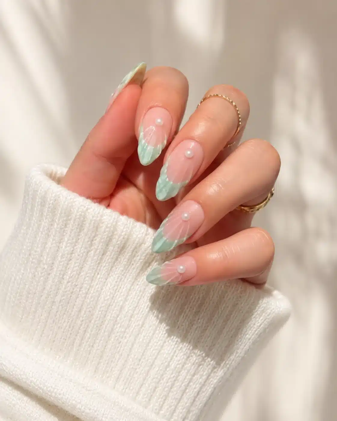 Cute Easy Summer Nail Inspo: 9 Simple Ideas for 2026 5 Mint micro French tips on a sheer peach base