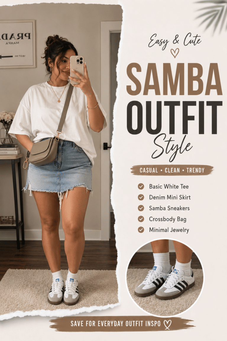 Samba Outfit Ideas: White Tee, Denim Mini Skirt and Effortless Everyday Style