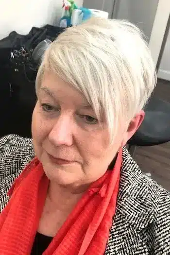 34 Elegant Short Hairstyles for Women Over 70 with Fine Hair 35 Short Hairstyles for Women Over 70 With Fine Hair - Asymmetrical Pixie Hairstyle