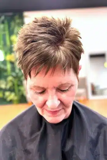 Brown Spiky Pixie With Tapered Sides