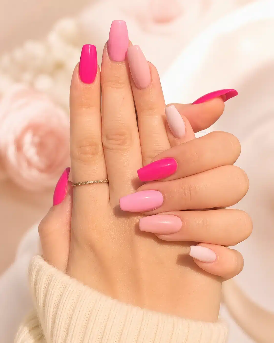 Summer Short Coffin Nails: 14 Fun-Ready Ideas 15 Pastel multicolor French short coffin nails