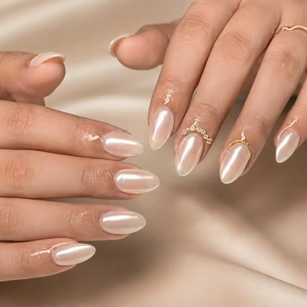 Pearlescent glazed summer manicure