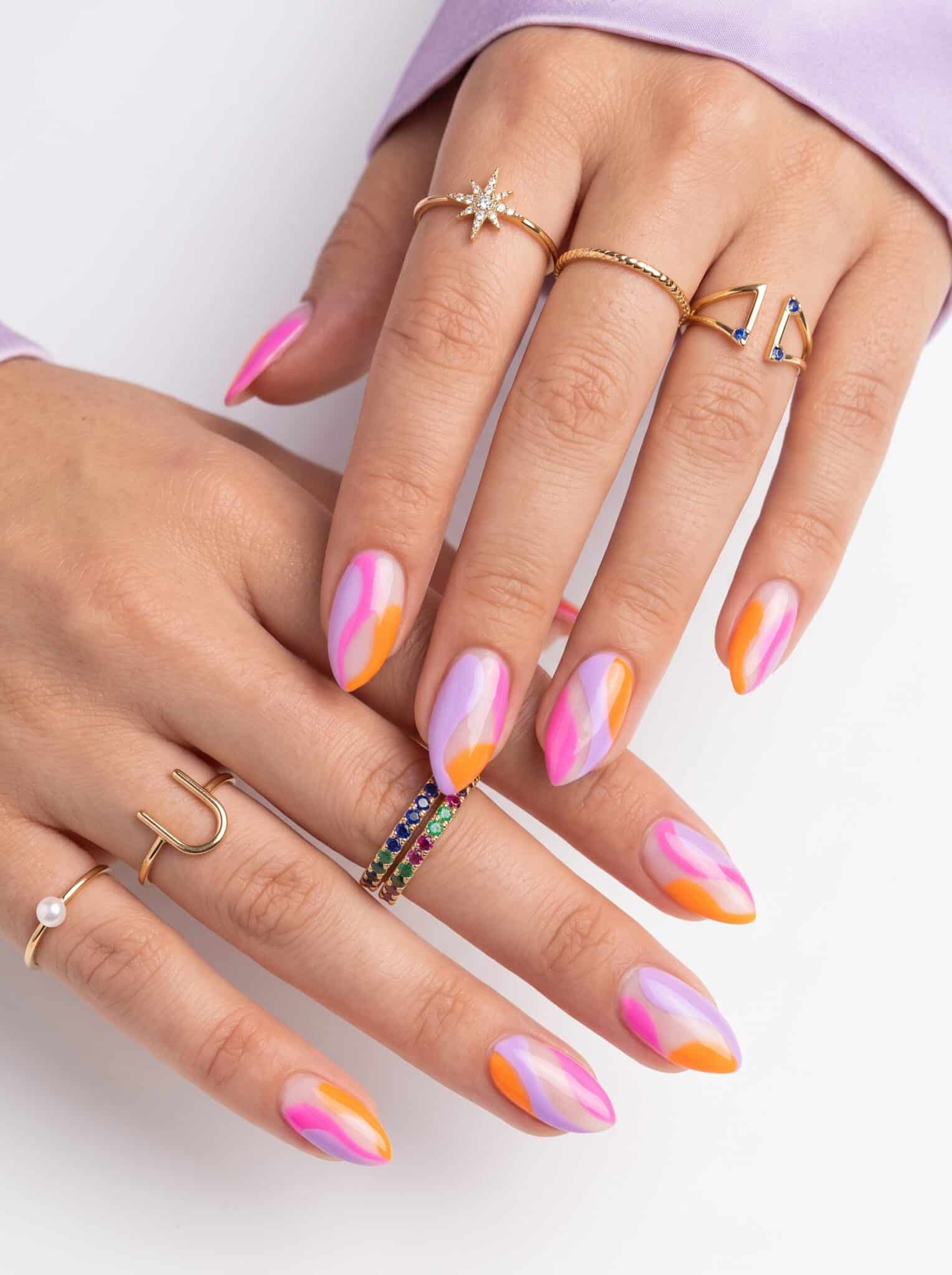 Pink glossy summer nails with a soft bright seasonal finish