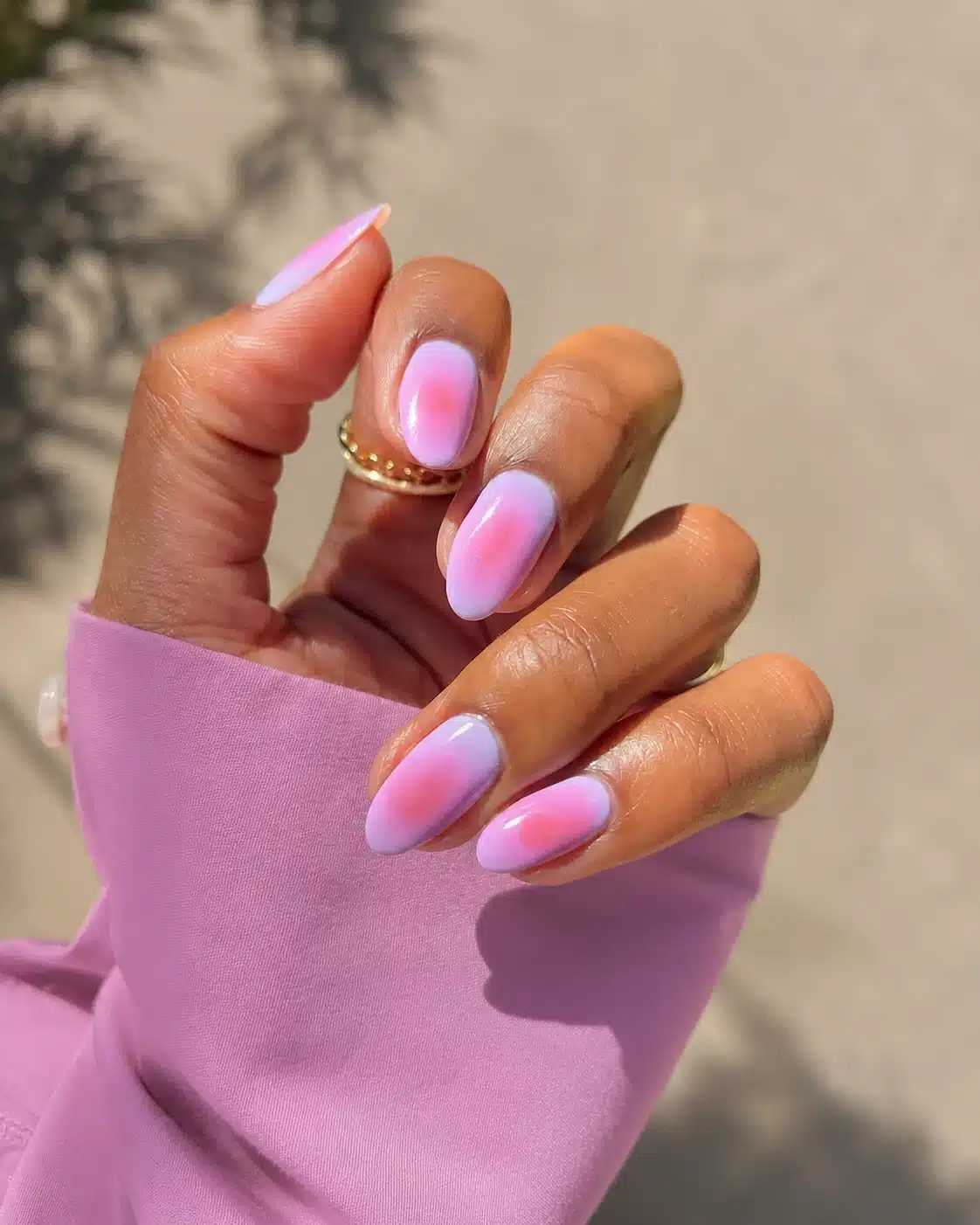Pink and orange aura summer birthday nails