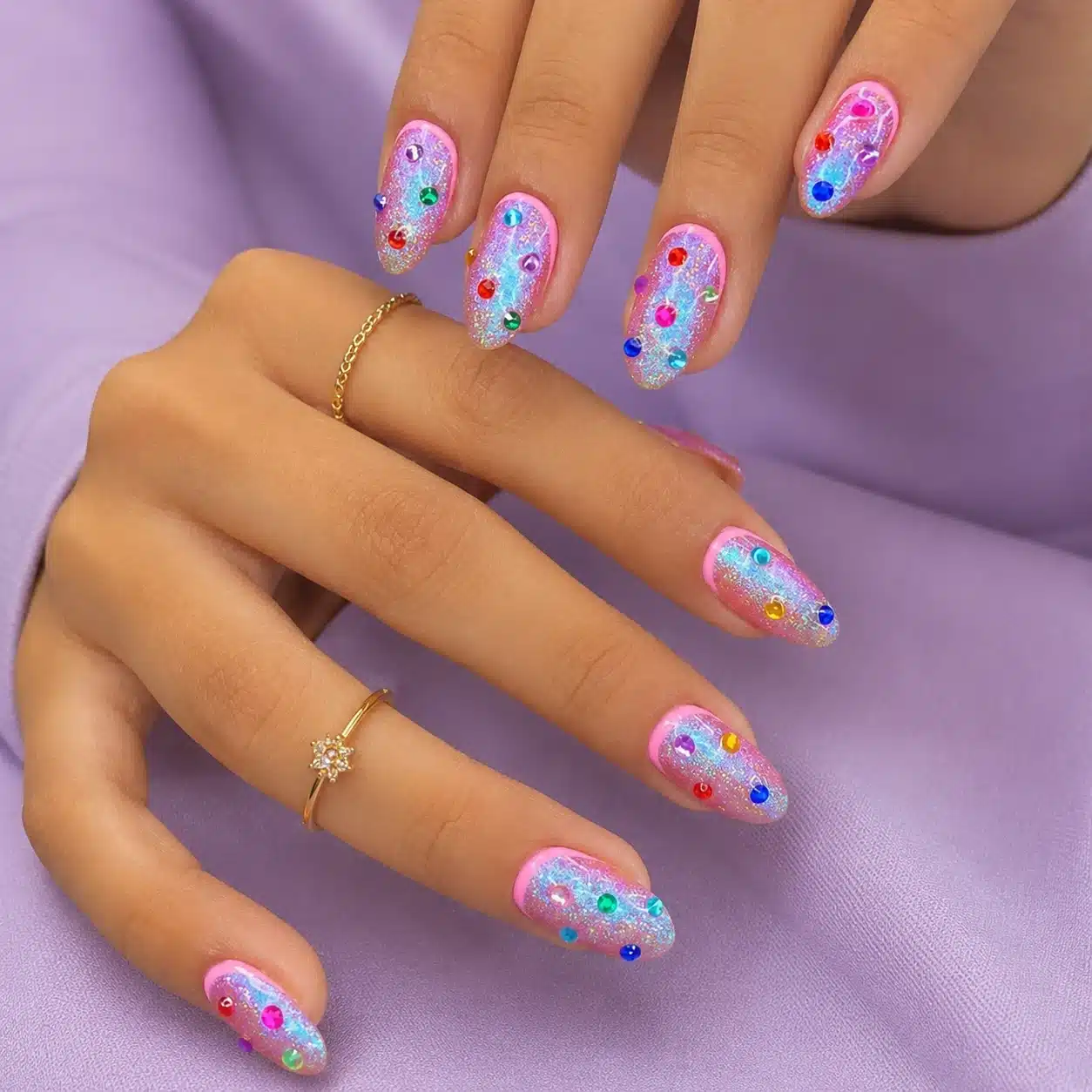 Pink party mix and match birthday nails