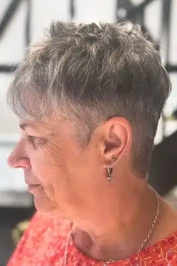 Silver Pixie With Shaved Sides and Textured Top